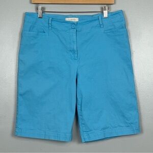Talbots aqua cotton spandex flat front chino Bermuda shorts, size 12.